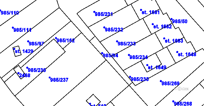 Parcela st. 985/94 v KÚ Votice, Katastrální mapa