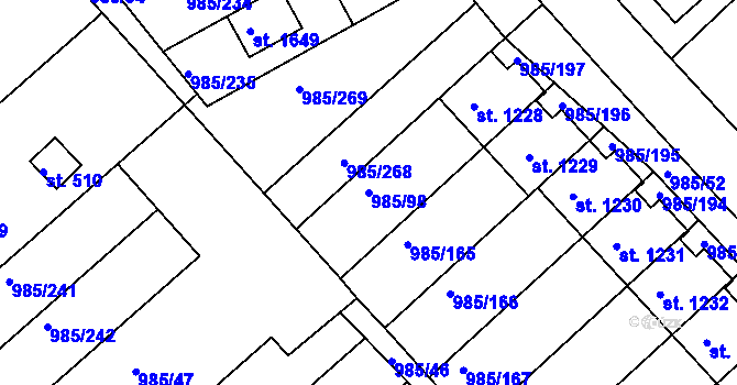 Parcela st. 985/98 v KÚ Votice, Katastrální mapa