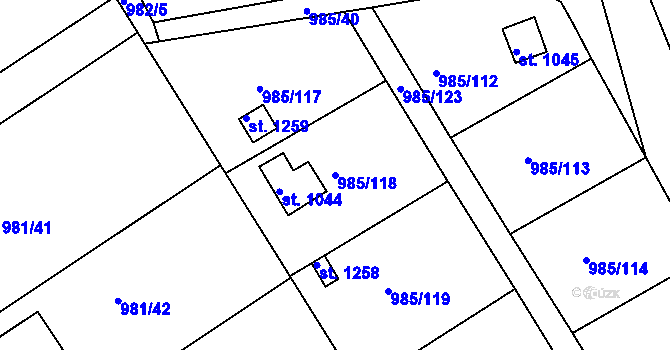 Parcela st. 985/118 v KÚ Votice, Katastrální mapa