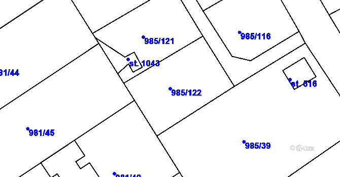 Parcela st. 985/122 v KÚ Votice, Katastrální mapa