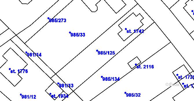 Parcela st. 985/125 v KÚ Votice, Katastrální mapa