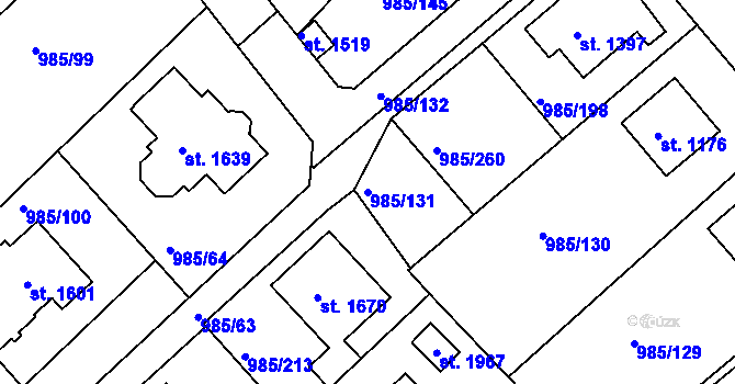 Parcela st. 985/131 v KÚ Votice, Katastrální mapa