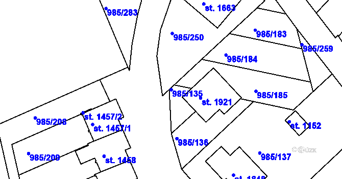 Parcela st. 985/135 v KÚ Votice, Katastrální mapa