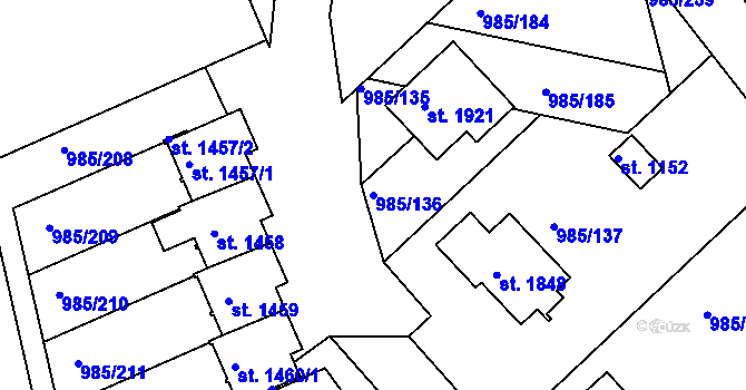 Parcela st. 985/136 v KÚ Votice, Katastrální mapa