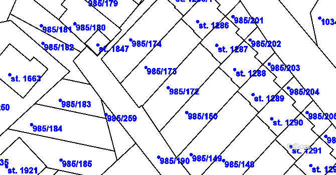 Parcela st. 985/172 v KÚ Votice, Katastrální mapa