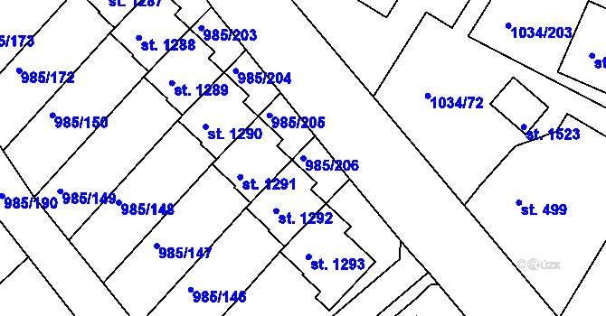 Parcela st. 985/206 v KÚ Votice, Katastrální mapa