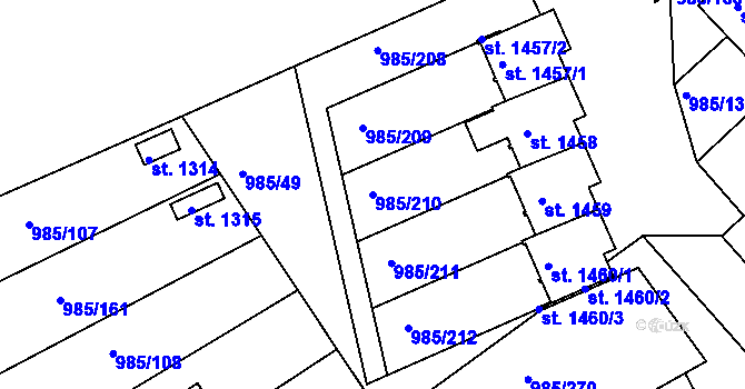 Parcela st. 985/210 v KÚ Votice, Katastrální mapa