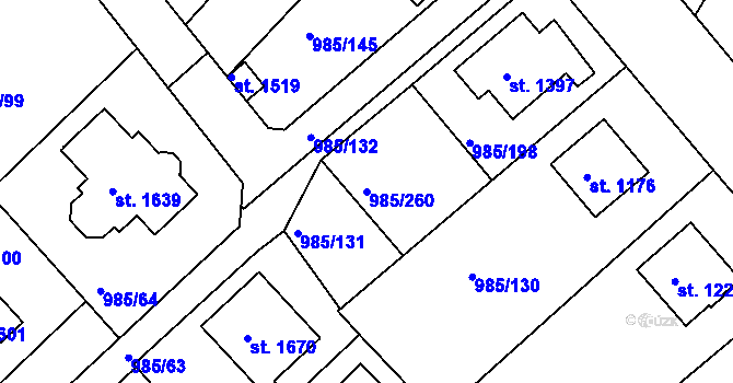 Parcela st. 985/260 v KÚ Votice, Katastrální mapa