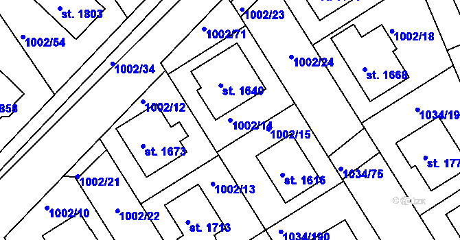 Parcela st. 1002/14 v KÚ Votice, Katastrální mapa