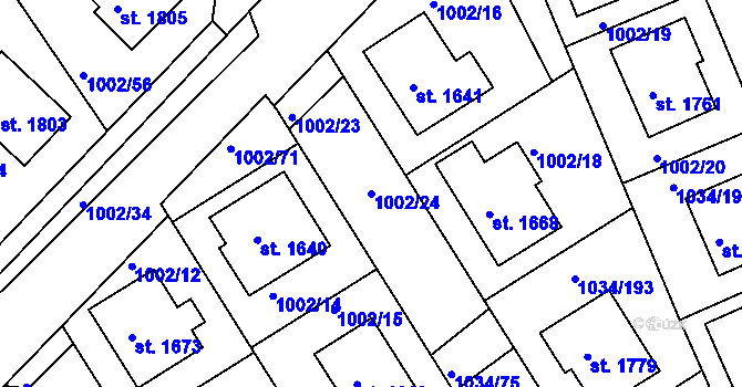 Parcela st. 1002/24 v KÚ Votice, Katastrální mapa