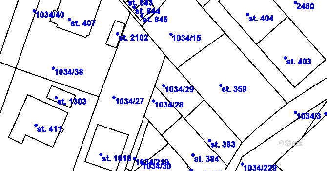 Parcela st. 1034/29 v KÚ Votice, Katastrální mapa