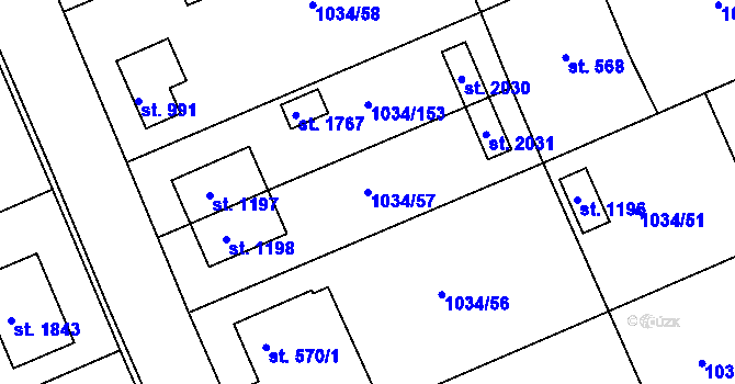 Parcela st. 1034/57 v KÚ Votice, Katastrální mapa