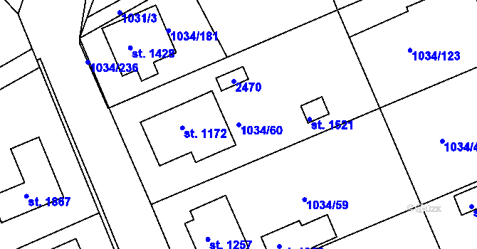 Parcela st. 1034/60 v KÚ Votice, Katastrální mapa