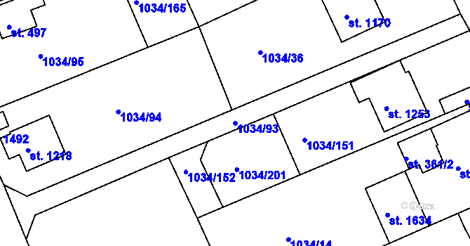 Parcela st. 1034/93 v KÚ Votice, Katastrální mapa
