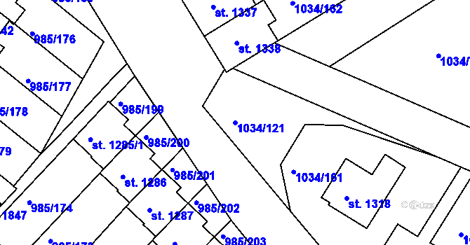 Parcela st. 1034/121 v KÚ Votice, Katastrální mapa