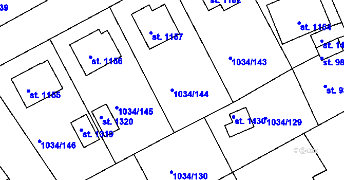 Parcela st. 1034/144 v KÚ Votice, Katastrální mapa