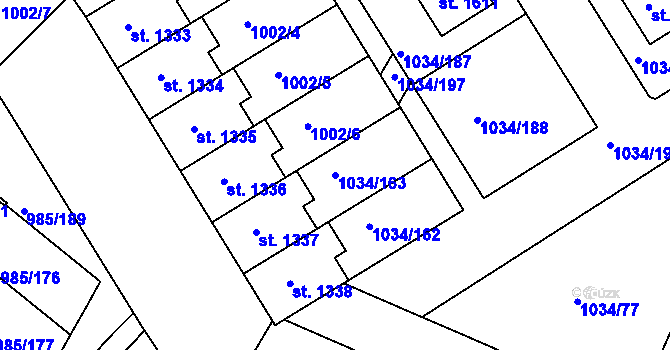 Parcela st. 1034/163 v KÚ Votice, Katastrální mapa