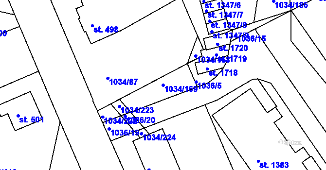 Parcela st. 1034/169 v KÚ Votice, Katastrální mapa