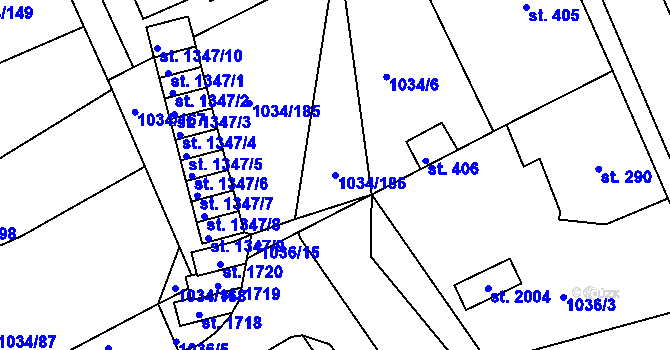 Parcela st. 1034/186 v KÚ Votice, Katastrální mapa
