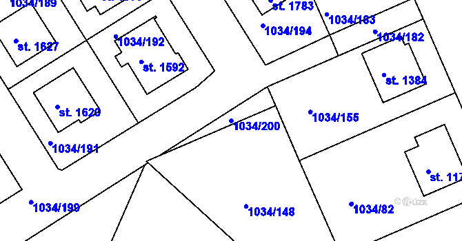 Parcela st. 1034/200 v KÚ Votice, Katastrální mapa