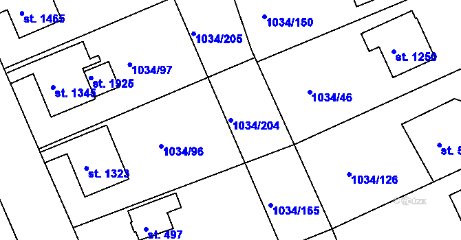 Parcela st. 1034/204 v KÚ Votice, Katastrální mapa