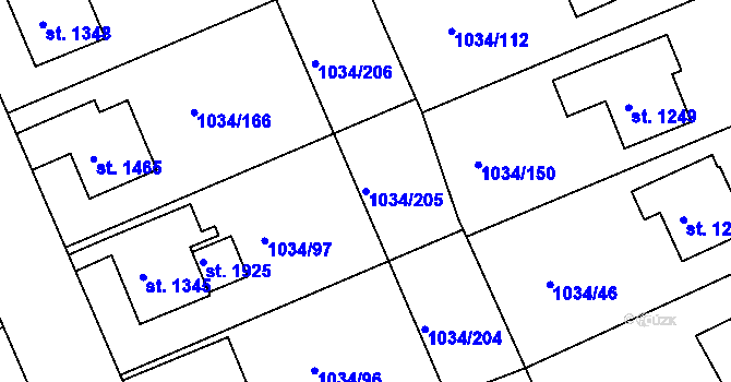 Parcela st. 1034/205 v KÚ Votice, Katastrální mapa