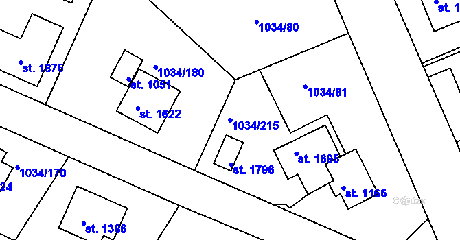 Parcela st. 1034/215 v KÚ Votice, Katastrální mapa