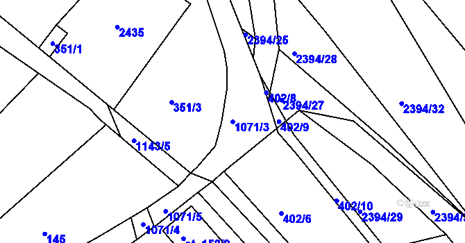 Parcela st. 1071/3 v KÚ Votice, Katastrální mapa