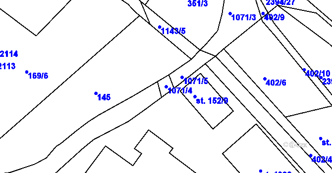 Parcela st. 1071/4 v KÚ Votice, Katastrální mapa