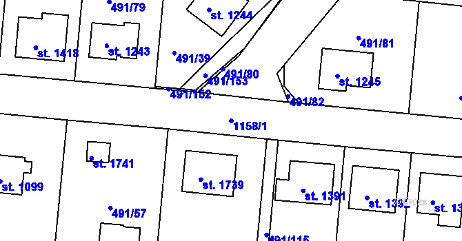 Parcela st. 1158/1 v KÚ Votice, Katastrální mapa