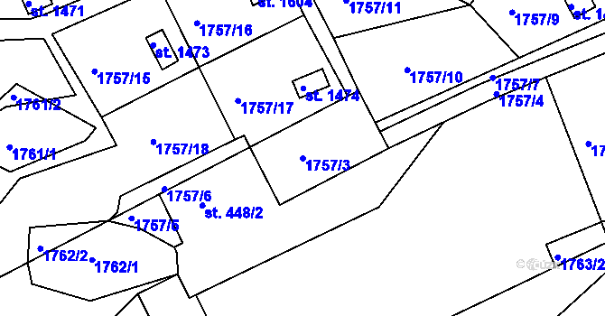 Parcela st. 1757/3 v KÚ Votice, Katastrální mapa