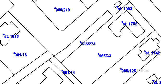 Parcela st. 985/273 v KÚ Votice, Katastrální mapa