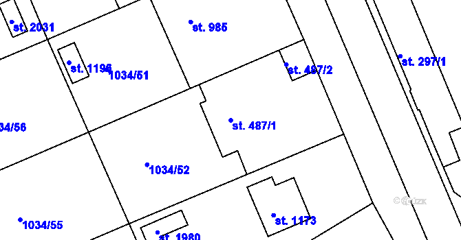 Parcela st. 487/1 v KÚ Votice, Katastrální mapa