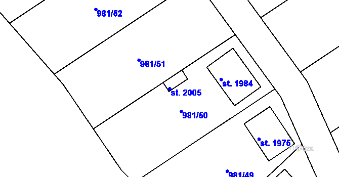 Parcela st. 2005 v KÚ Votice, Katastrální mapa