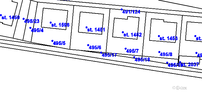 Parcela st. 495/17 v KÚ Votice, Katastrální mapa