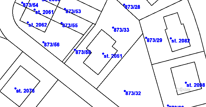Parcela st. 2051 v KÚ Votice, Katastrální mapa