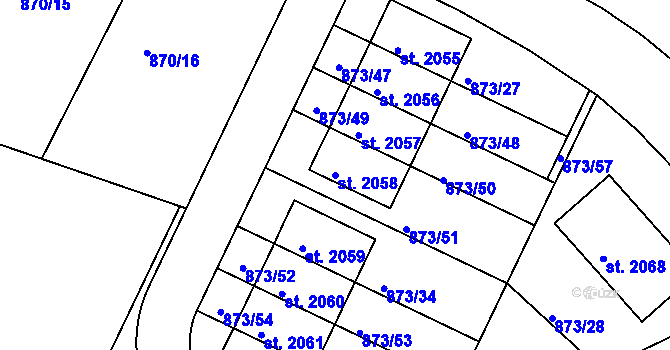 Parcela st. 2058 v KÚ Votice, Katastrální mapa