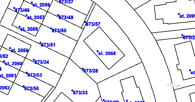 Parcela st. 2068 v KÚ Votice, Katastrální mapa