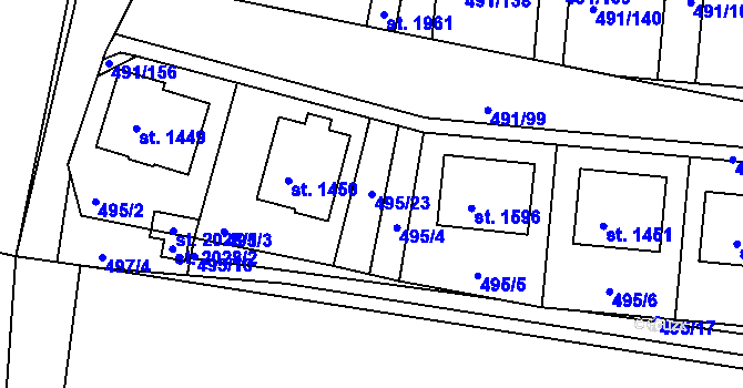 Parcela st. 495/23 v KÚ Votice, Katastrální mapa