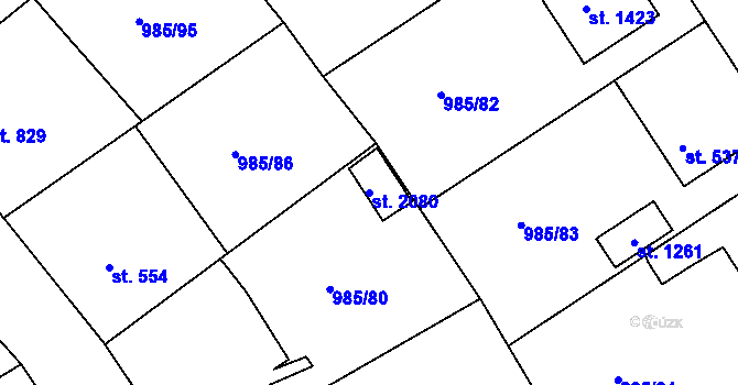 Parcela st. 2080 v KÚ Votice, Katastrální mapa