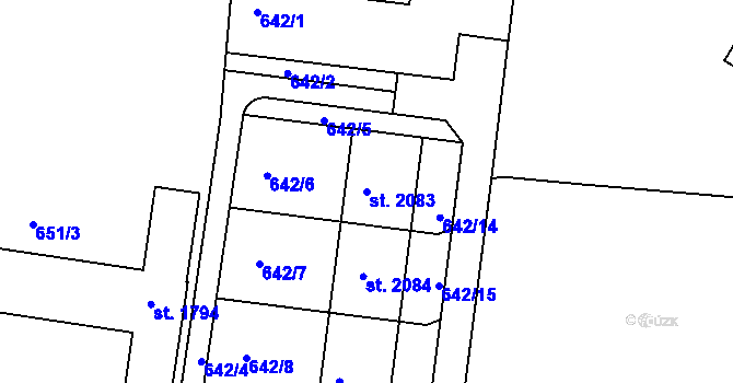 Parcela st. 2083 v KÚ Votice, Katastrální mapa