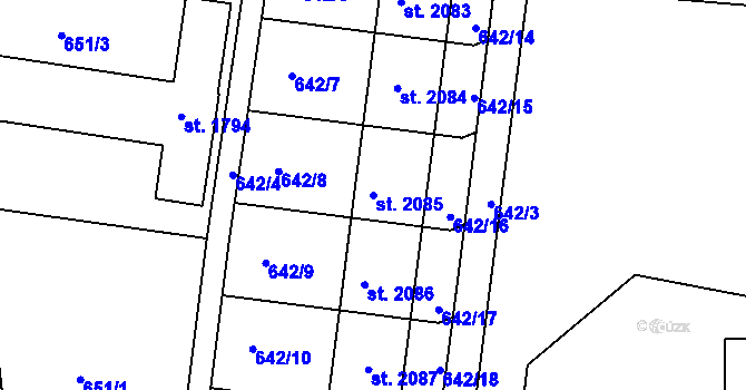 Parcela st. 2085 v KÚ Votice, Katastrální mapa
