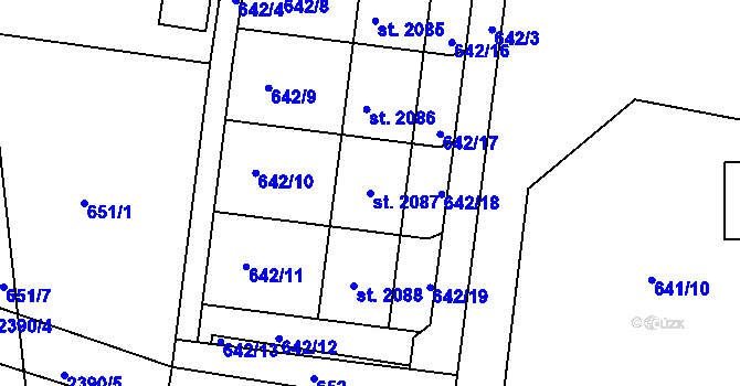 Parcela st. 2087 v KÚ Votice, Katastrální mapa
