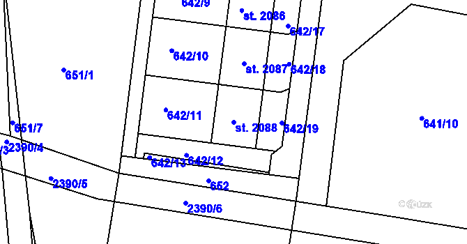 Parcela st. 2088 v KÚ Votice, Katastrální mapa