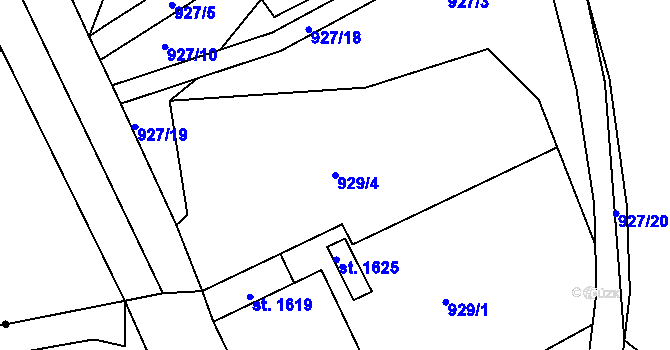 Parcela st. 929/4 v KÚ Votice, Katastrální mapa