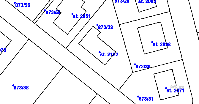 Parcela st. 2122 v KÚ Votice, Katastrální mapa