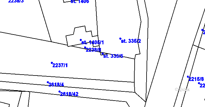 Parcela st. 335/5 v KÚ Voznice, Katastrální mapa