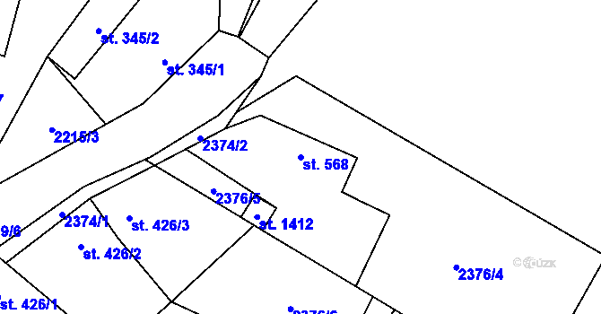 Parcela st. 568 v KÚ Voznice, Katastrální mapa