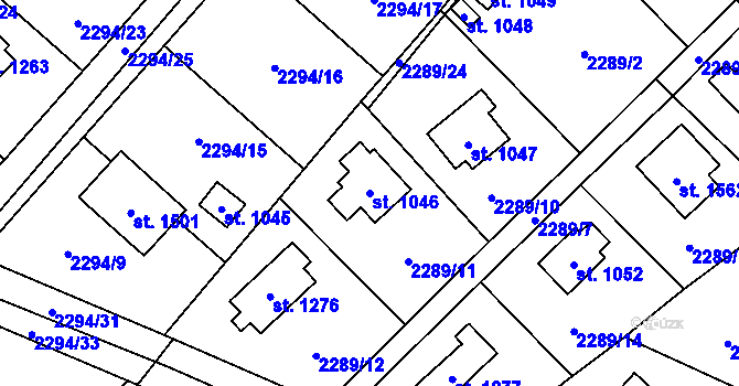 Parcela st. 1046 v KÚ Voznice, Katastrální mapa