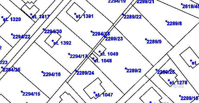 Parcela st. 1049 v KÚ Voznice, Katastrální mapa